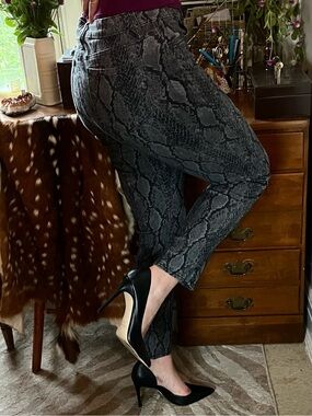 Grey snake print jeans